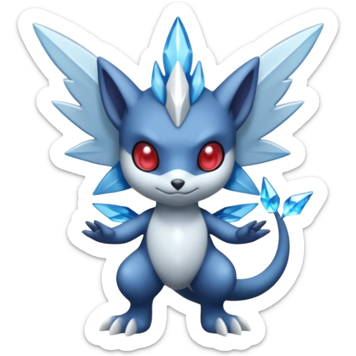 Elemental dark dusky mechanical frosty fairy-like fantasy epic rare Glalie-Sneasel-Togetic-Pokémon-Fakémon-hybrid-creature sticker