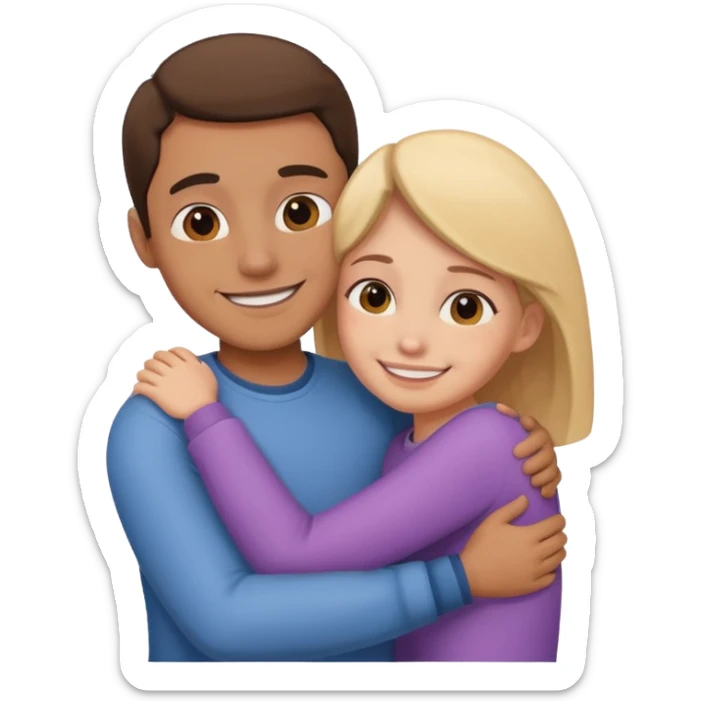 Texte ´Gros câlin’, en dessous un homme fait un câlin à sa sœur.  sticker