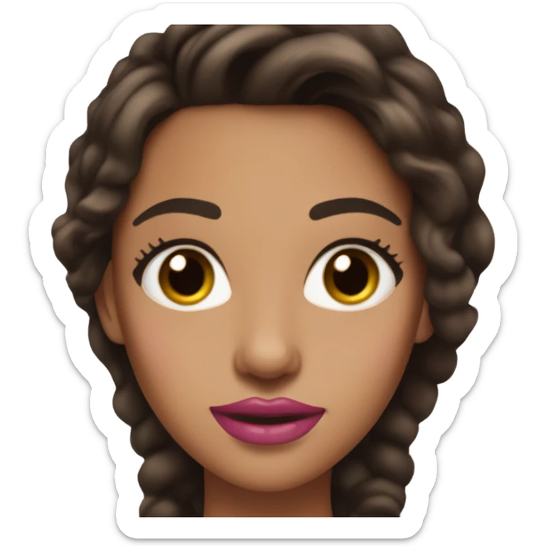 gorgeous tan skinned woman with dark brown hair and eyes and pink lips sticker