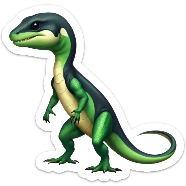 Orca-dragon-reptile-reptilian-lizard-skink-gecko-hybrid full body, two legs, arms, tail sticker