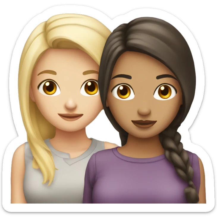 Best friends blonde girl and brunette girl sticker
