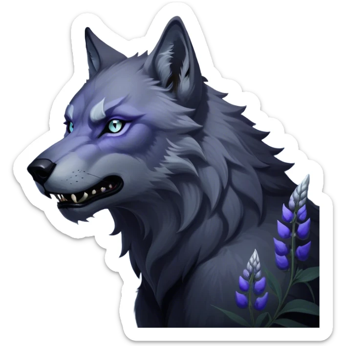 Cinematic Noble Werewolf Portrait Emoji, Formidable and majestic, with a powerful lupine silhouette in moonlit grays and silvers, featuring piercing, wise eyes and a dignified snarl that hints at untamed strength, simplified yet intricately detailed, glowing with a soft, lunar outline that encapsulates the noble duality of feral instinct and loyal guardianship! sticker