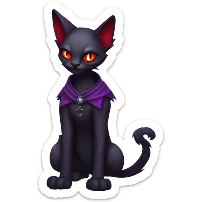 Vampiric dark edgy gothic cat fakemon with red purple edgy markings full body sticker
