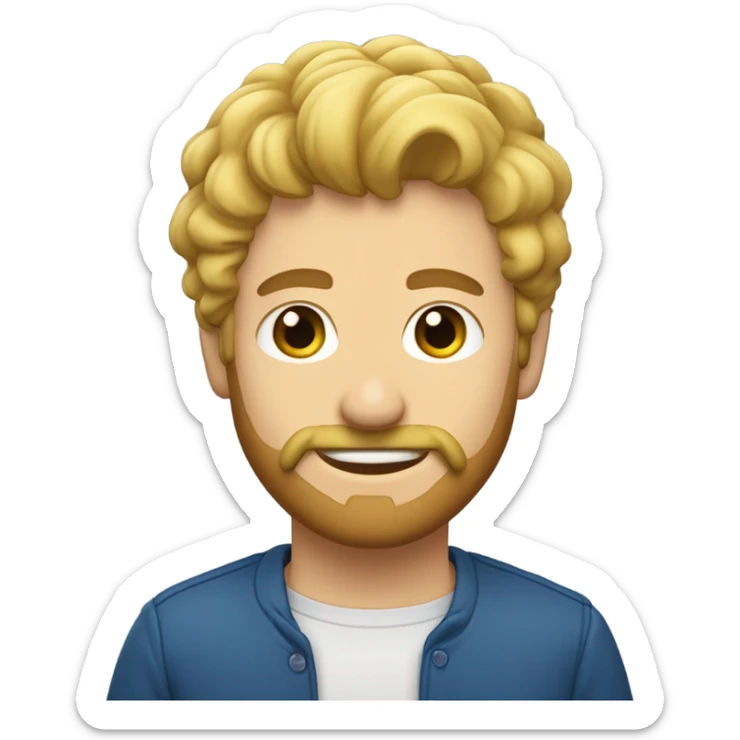 Homme cheveux blond yeux bleu legere barbe sticker