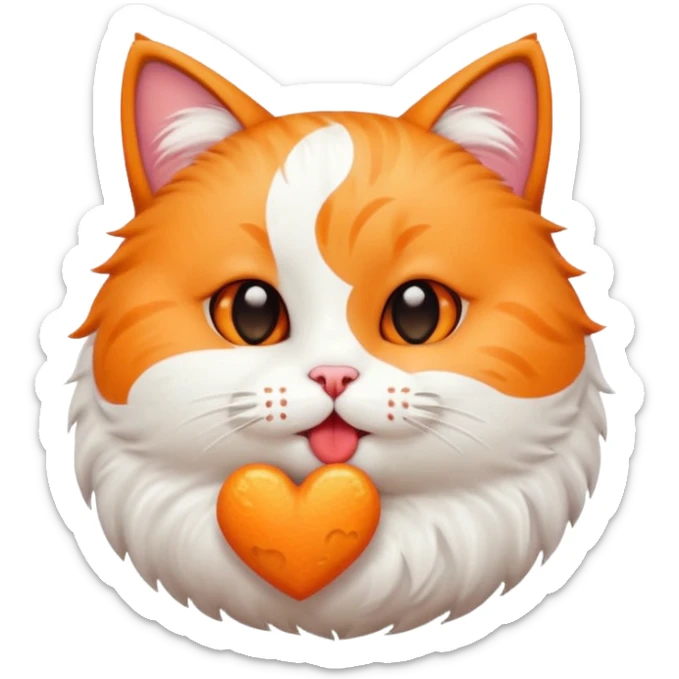A cute circular cat blowing a smooch kiss with heart and little bite on the lower lip sticker