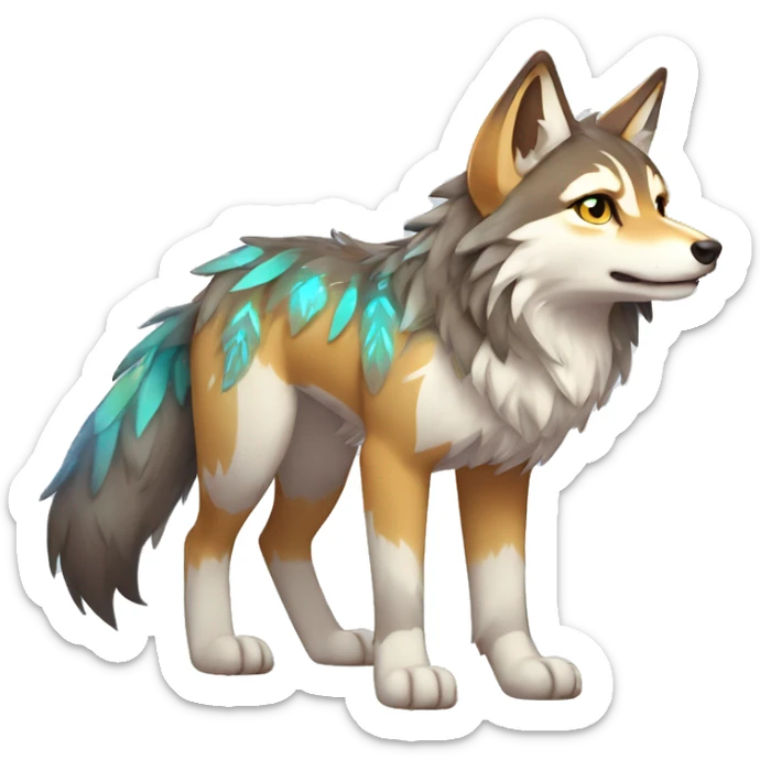 Colorful Shiny Fionbri-Falvie-sparkle-wolf-sona with tribal markings full body sticker