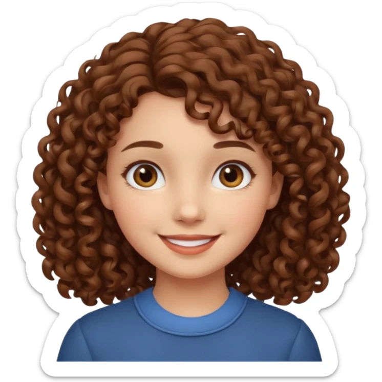 fun cute loud popular pretty girl modest curly brown hair sticker