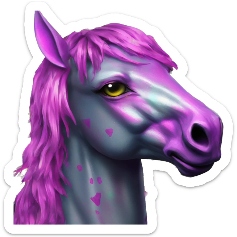 .Zombie_ Vaporwave black holographic oilslick zombie unicorn yellow caution tape graffiti Pegasus  sticker