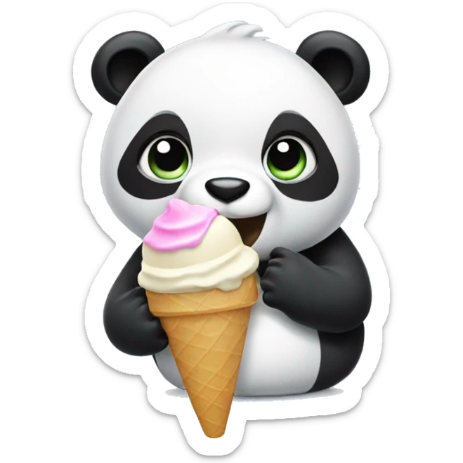 Panda eating ice cream sticker