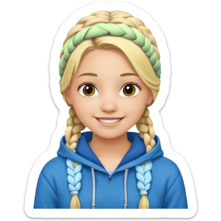 hoodie cover hair blonde girl with braided hair sticker
