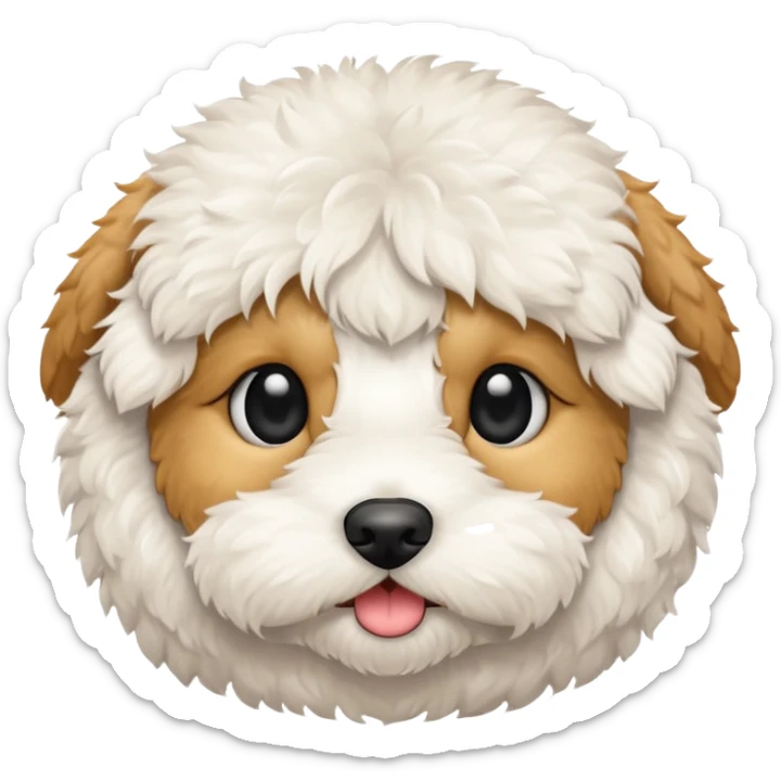 Can you make me an emoji of a very white mini goldendoodle that looks at more poodle with black eyes and a round face? sticker