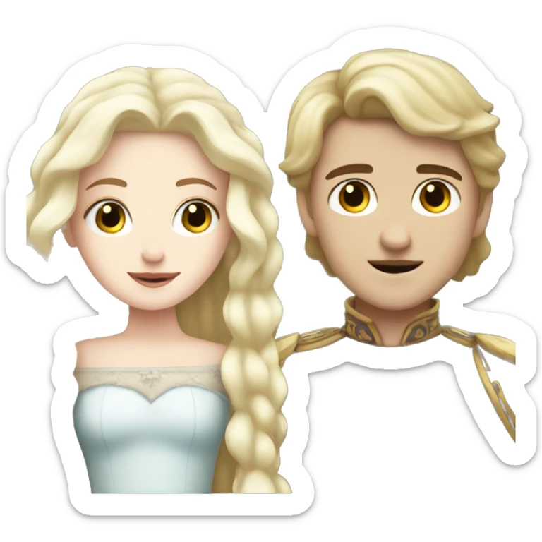 white blonde princess with a white skin boy prince with dark hair sticker