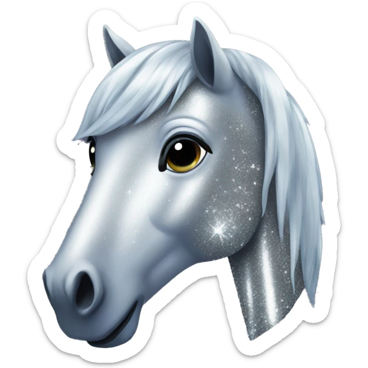 silver sparkly horse sticker