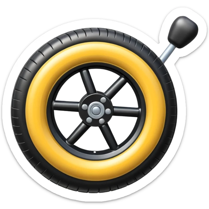 he aircraft's landing gear is one inflated, plump wheel with a strut, black in color, cartoon-style sticker