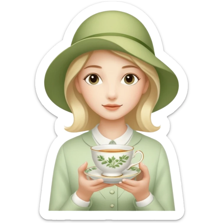 English garden tea time mood, soft afternoon light, porcelain teacup, subtle greenery, minimal premium body lotion, calm and elegant, no face, no text. sticker