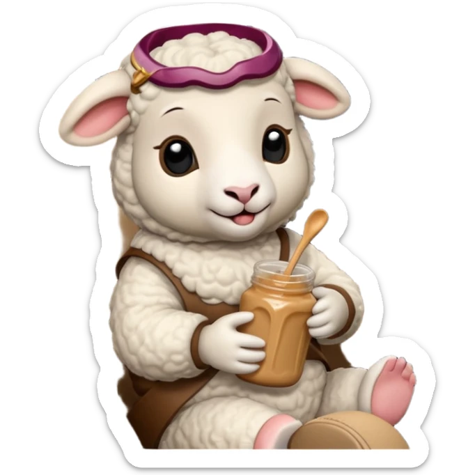 cute baby sheep eating peanut butter and jelly driving in a bmw x1 sticker