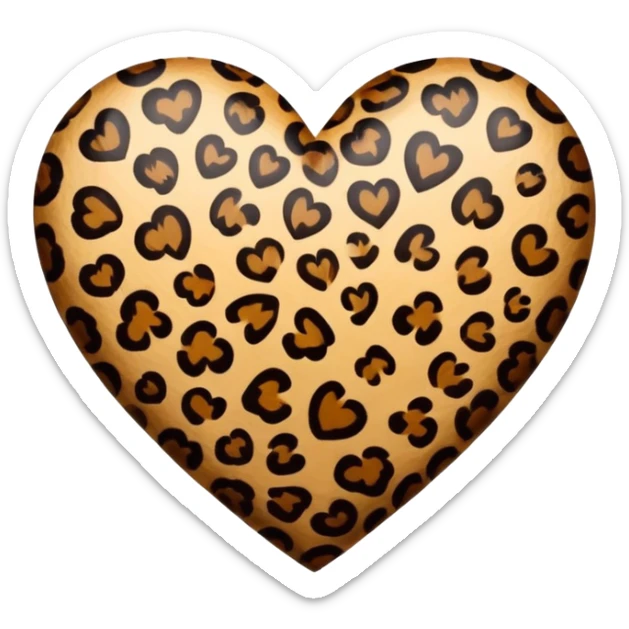 Leopard print heart sticker