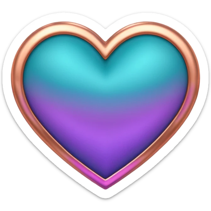 I need a teal, orange , purple, and rose gold Heart emoji  sticker