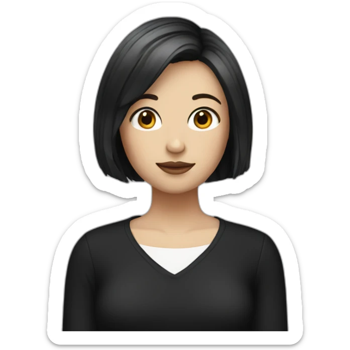 A Girl with Bob hair and white skin dressed in black sticker