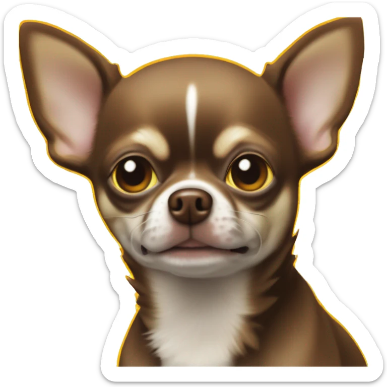 Perro Chihuahua marron oscuro con amarillo molesto  confranj blanca en la frente  sticker