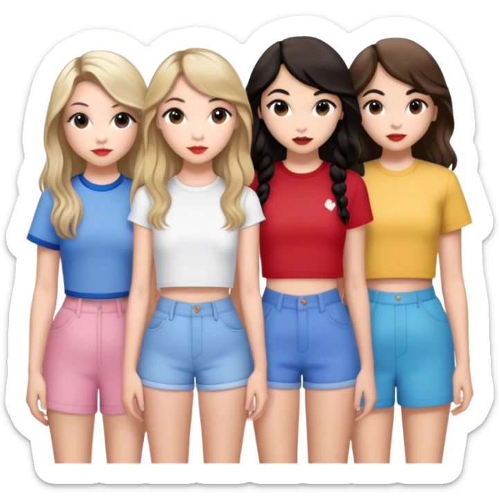 Charlie xcx, Sabrina carpenter, Taylor swift, Olivia Rodrigo, and chappel roan all next to eachother sticker