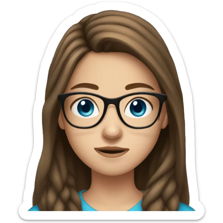 teen girl with brown hair blue eyes and glasses  sticker