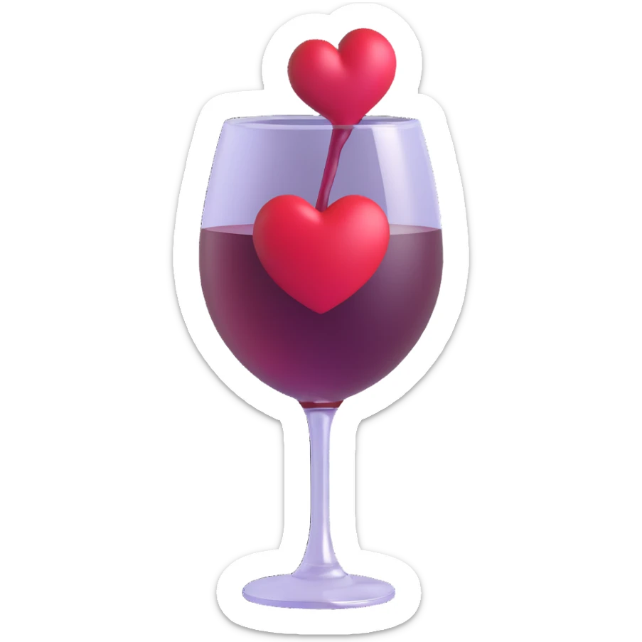 elegant heart emoticon themed for wine score, suitable for a wine blog, wine colors, transparent background sticker