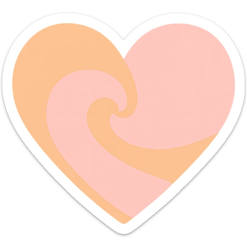 heart with a pastel orange and pink swirl, clean digital illustration, no background sticker
