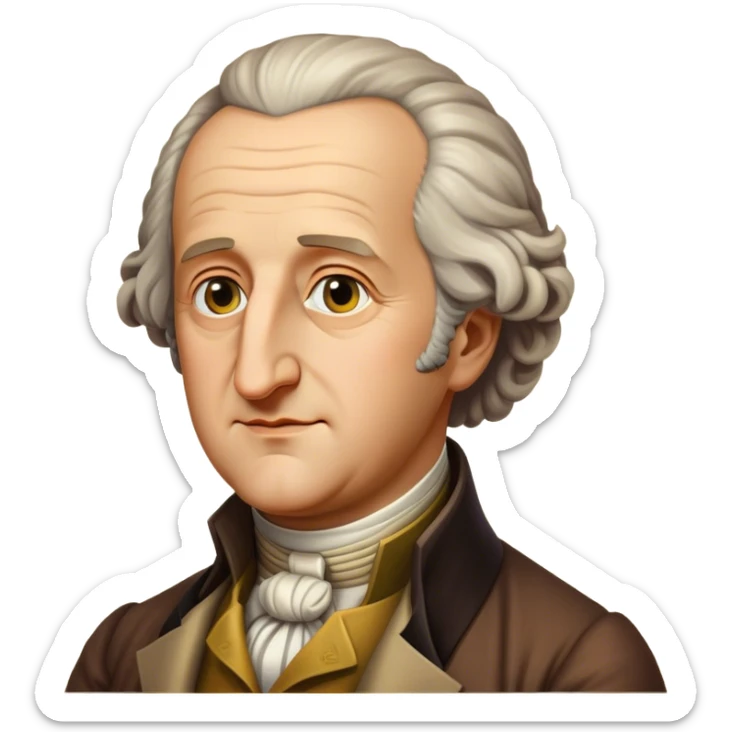 Cinematic Realistic Johann Wolfgang von Goethe Portrait Emoji, depicted as an intellectual literary giant with a thoughtful gaze and refined attire, rendered with detailed textures and warm classical lighting that captures his enduring literary influence. sticker