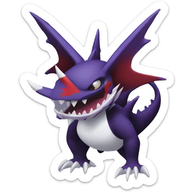 Black Cool Edgy Nargacuga-Garchomp-Noivern-Noibat Fakémon  with White and Red and purple and black Edgy markings sticker