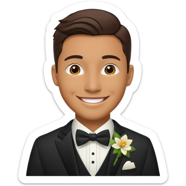 American groom, traditional, culture of american, smiley on face. sticker