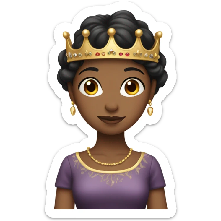 Girl with dark hair wearing a crown seated wearing a dress sticker