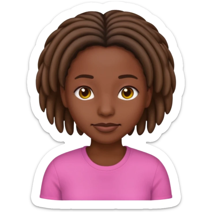 darkskin female women emoji with short locs pink shirt sticker