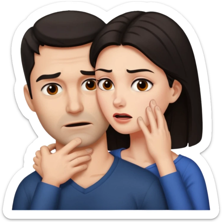 Une homme possessif qui essaye d’attraper le cou de sa femme sticker