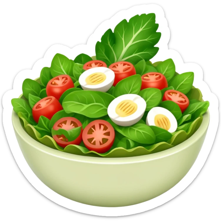 A bowl of salad emoji in the style of Apple emoji with a knocker. sticker