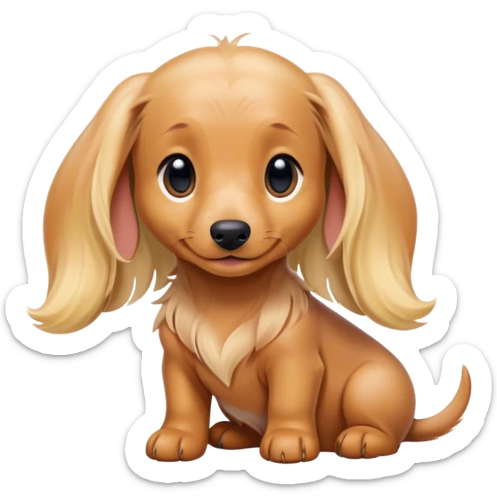 kawaii disney blonde long-haired daschund puppy sitting happily sticker