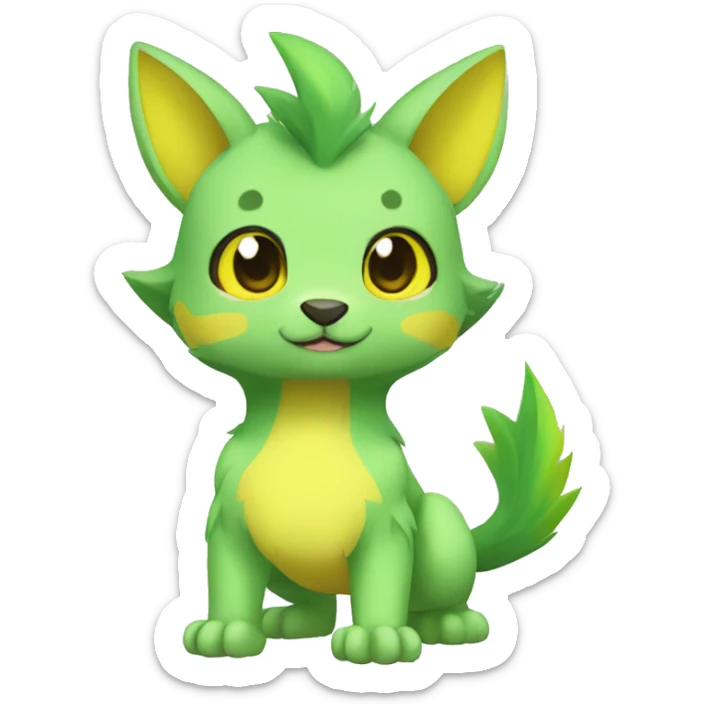 Cute cool green yellow animal hybrid Fakemon full body sticker