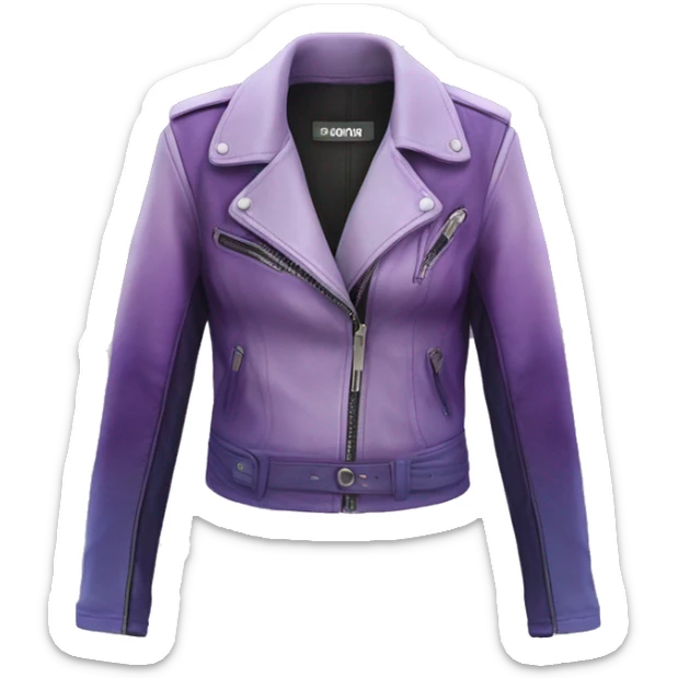 Realistic isolated side view of a pastel purple to dark purple ombre open leather fashion jacket. sticker