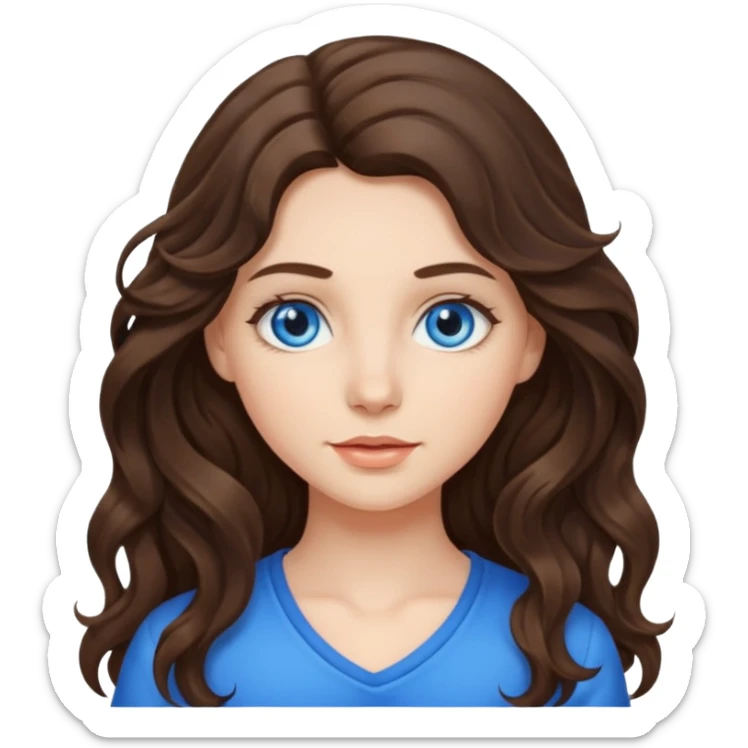 brunette girl with long wavy hair and fair skin  sticker