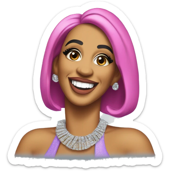 Iconic-style Candid Likeness Cardi B:

A vibrant personality in flashy outfits, big smile, and expressive gestures. Known for her unfiltered energy and bold charisma, she lights up every room with humor and flair. sticker