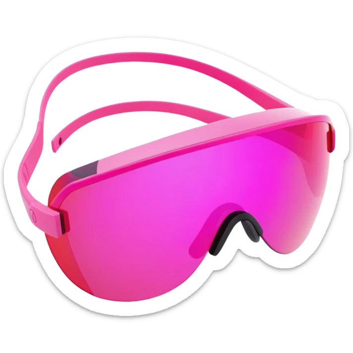 sporty pink shield visor sunglasses with neon pink one-piece lens, athletic futuristic design sticker