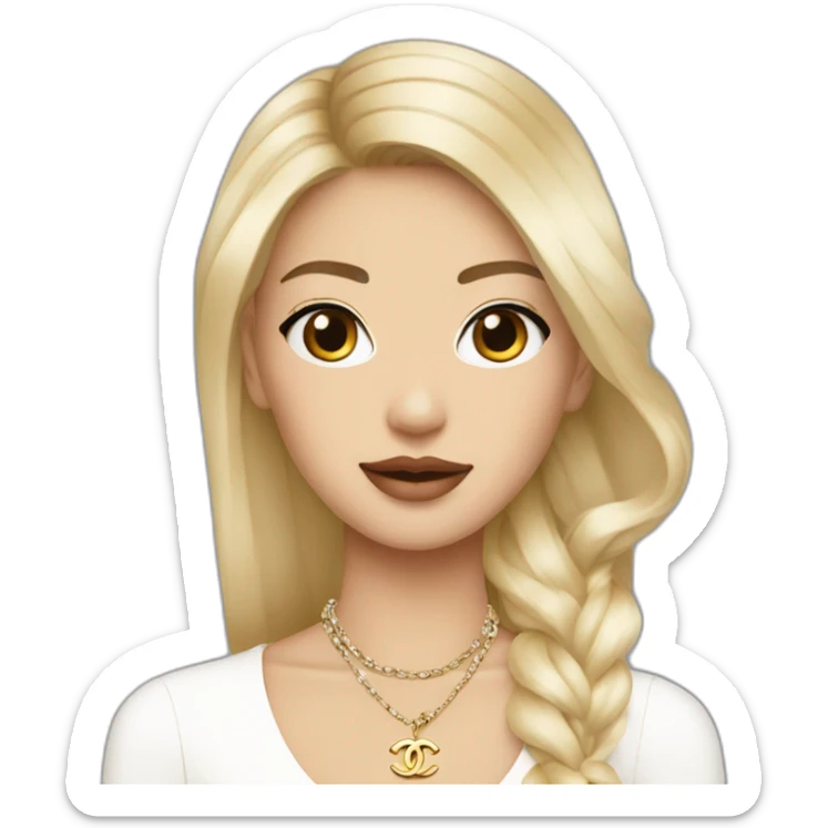 Blonde Chanel Asian Girl with Birkin bag and Chanel necklace sticker