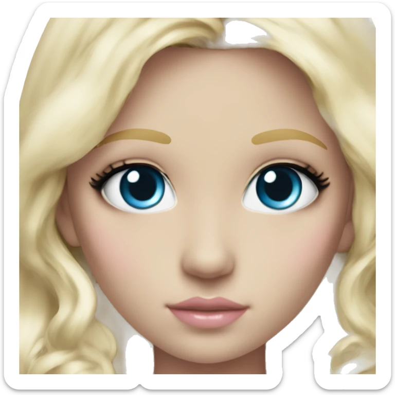 ocean blue doll eyes, blonde hair, feminine, pink, girl, angelic sticker