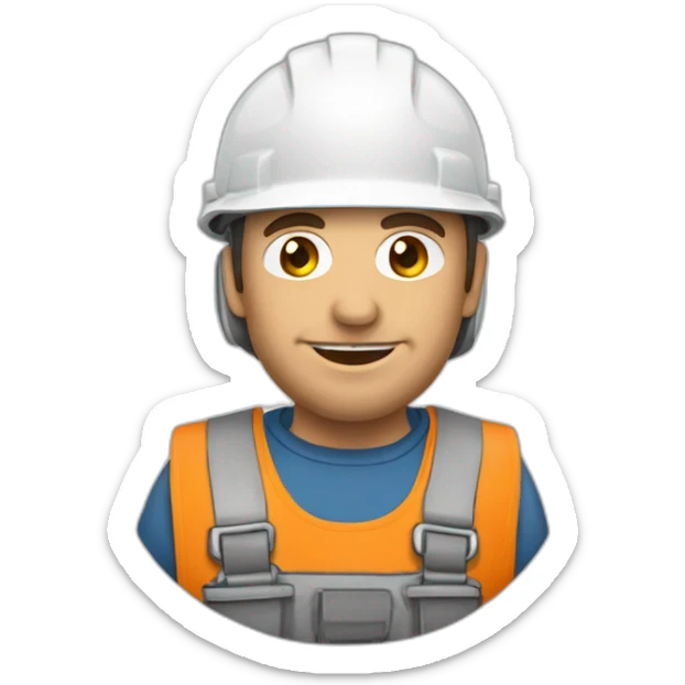 Un homme avec un casque de chantier et du remblais sur la peau sticker