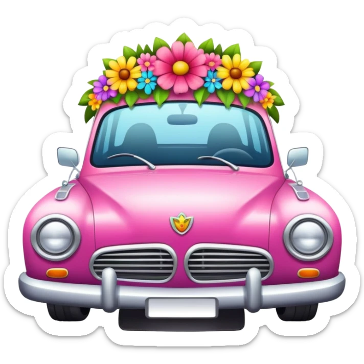 Car with flower crown  sticker