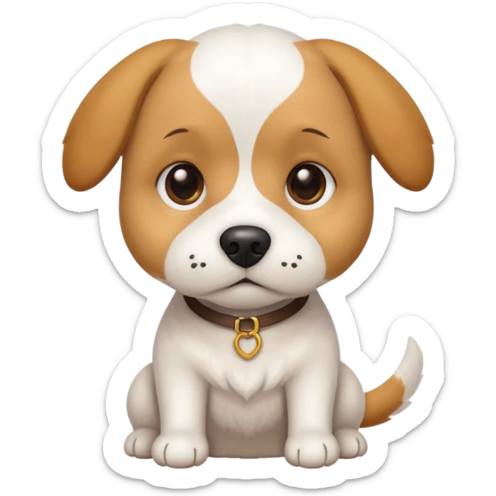 a white beagle x maltese x chi dog the size of a kelpie with light brown ears and a light brown patch on one eye sticker