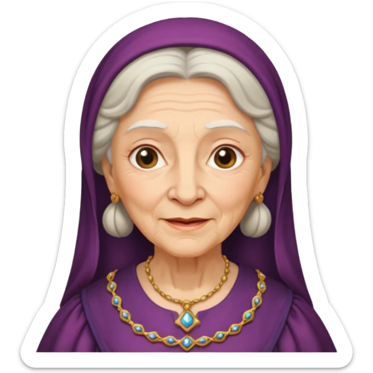 In medieval fairy tales, a kind and amiable grandmother who did not wear jewelry sticker