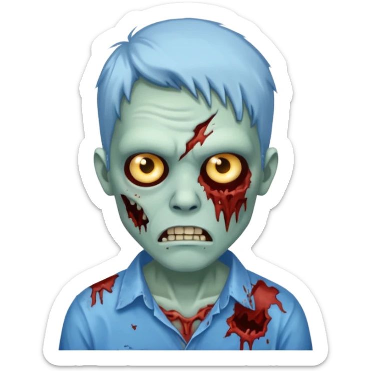 Zombie with blue shirt sticker