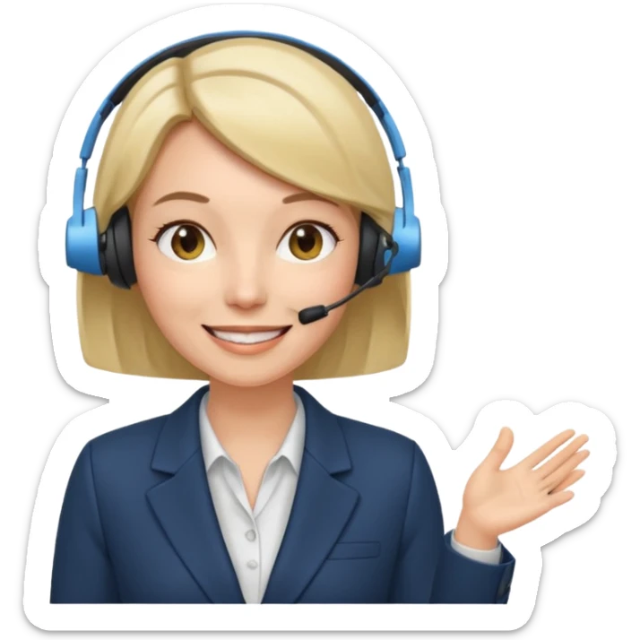 40 year old female with a bob, work as a facilitator, in the middle of a workshop sticker