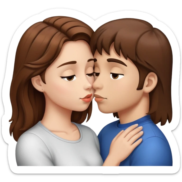 Couple kissing girl & boy brown hair  sticker